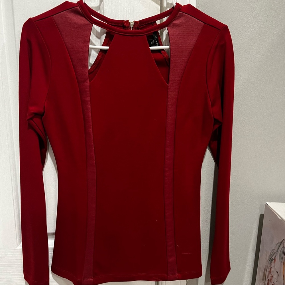 NWOT - GUESS cut out top with faux leather detail